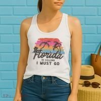 Florida Is Calling I Must Go Summer Vacation Gift Women's Tank Top thumb 2