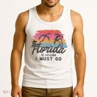 Florida Is Calling I Must Go Summer Vacation Gift Tank Top thumb 3