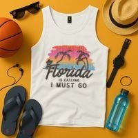 Florida Is Calling I Must Go Summer Vacation Gift Tank Top thumb 4