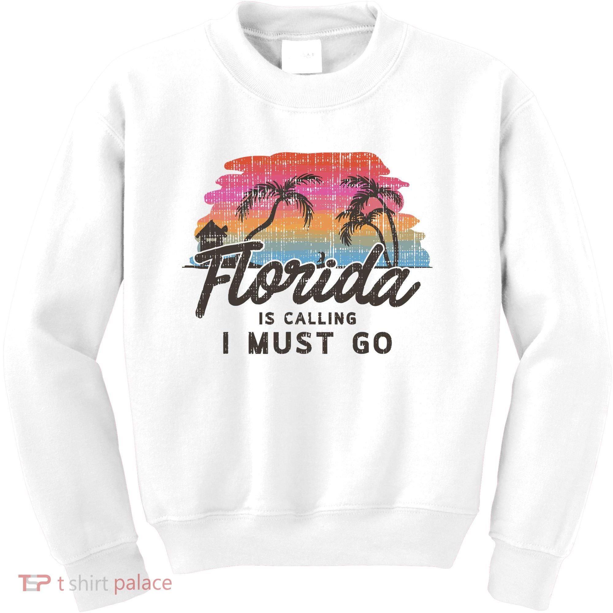Florida Is Calling I Must Go Summer Vacation Gift Kids Sweatshirt