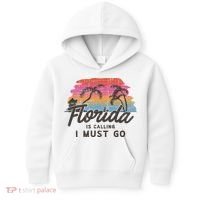 Florida Is Calling I Must Go Summer Vacation Gift Kids Hoodie thumb 0