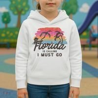 Florida Is Calling I Must Go Summer Vacation Gift Kids Hoodie thumb 3