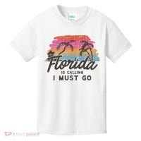 Florida Is Calling I Must Go Summer Vacation Gift Kids T-Shirt thumb 0