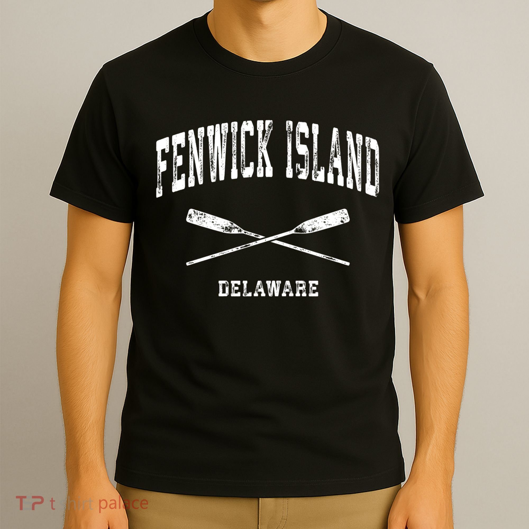 Fenwick Island Delaware Vintage Nautical Crossed Oars Gift T-Shirt
