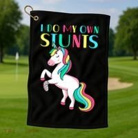 Funny I Do My Own Stunts Broken Arm Cute Magical Unicorn Golf Towel thumb 1