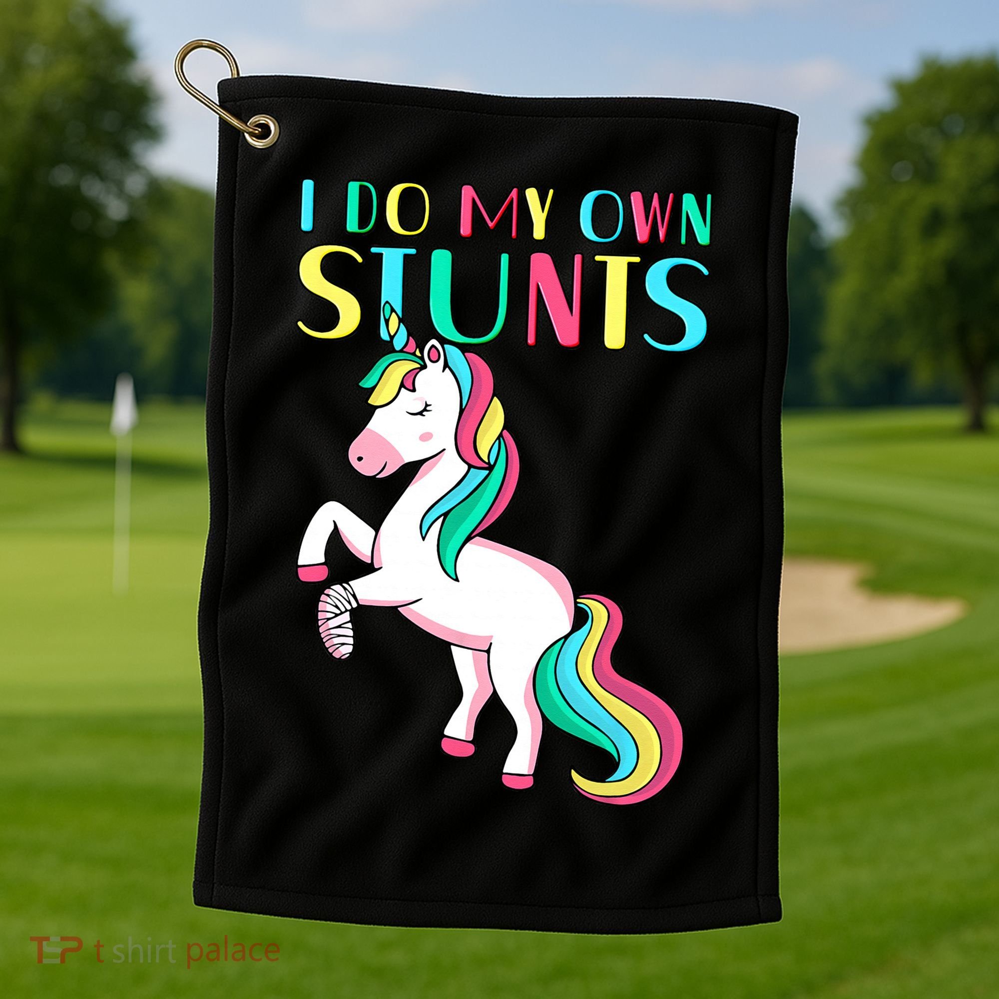 Funny I Do My Own Stunts Broken Arm Cute Magical Unicorn Golf Towel