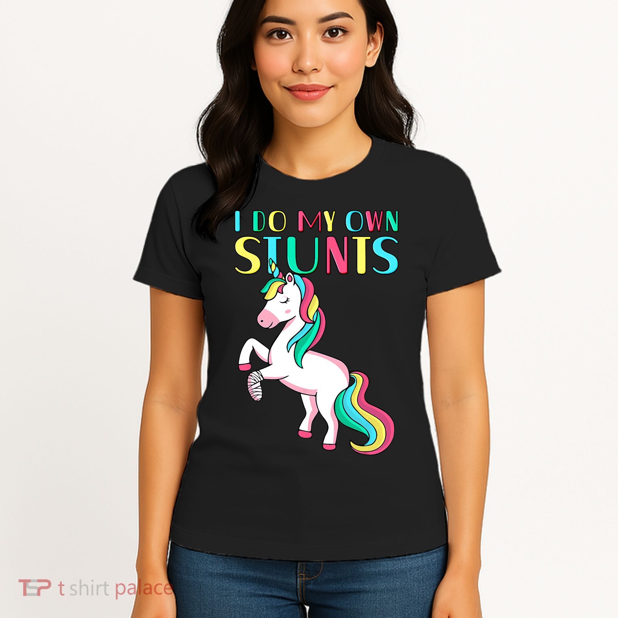 Funny I Do My Own Stunts Broken Arm Cute Magical Unicorn Women's T-Shirt
