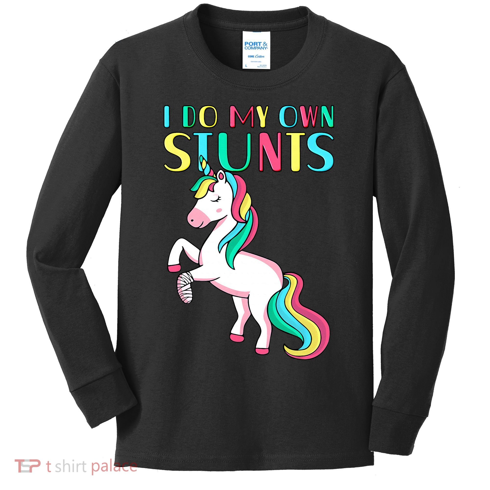 Funny I Do My Own Stunts Broken Arm Cute Magical Unicorn Kids Long Sleeve Shirt