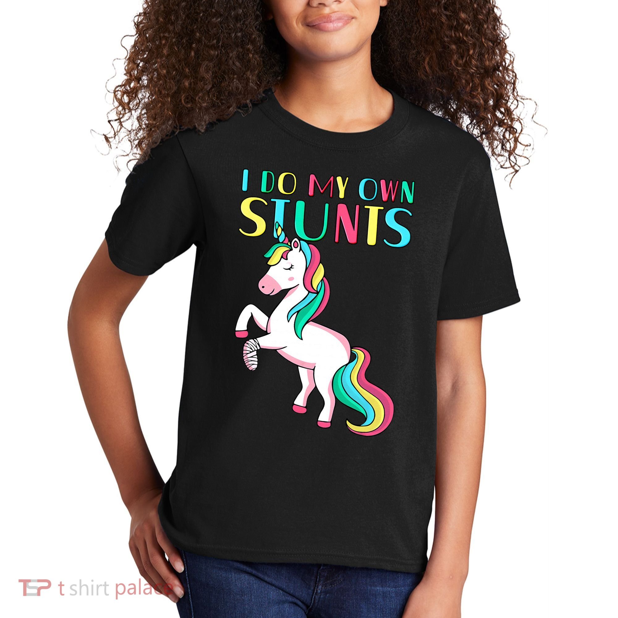 Funny I Do My Own Stunts Broken Arm Cute Magical Unicorn Kids T-Shirt