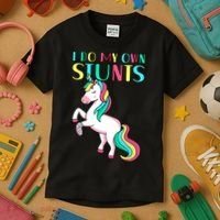 Funny I Do My Own Stunts Broken Arm Cute Magical Unicorn Kids T-Shirt thumb 3