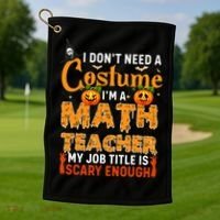 Funny I Don't Need A Costume I'm A Math Teacher Halloween Golf Towel thumb 1
