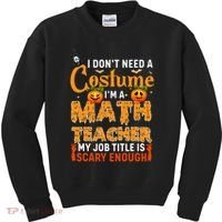 Funny I Don't Need A Costume I'm A Math Teacher Halloween Kids Sweatshirt thumb 0