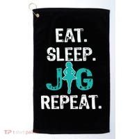 Funny Irish Dance Gift Cool Gift Eat Sleep Jig Repeat Golf Towel thumb 0