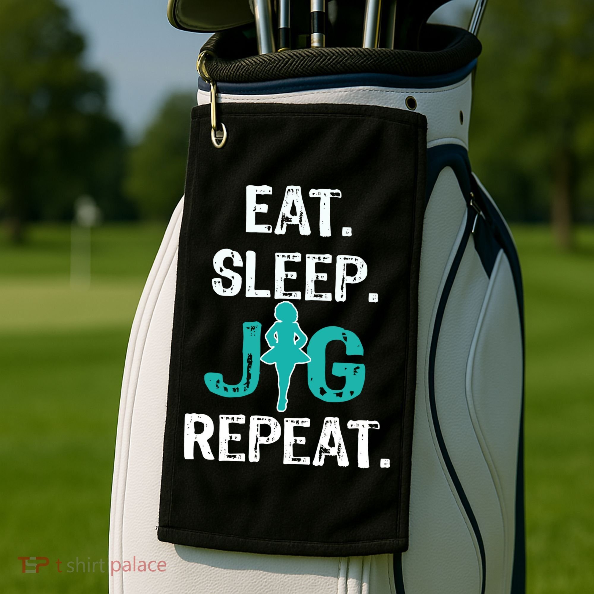 Funny Irish Dance Gift Cool Gift Eat Sleep Jig Repeat Golf Towel