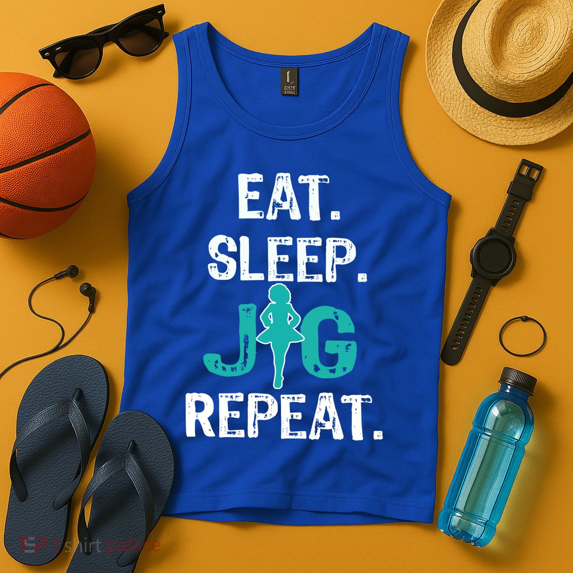 Funny Irish Dance Gift Cool Gift Eat Sleep Jig Repeat Tank Top