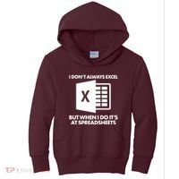 Funny I Don't Always Excel But When I Do It's At Spreadsheets Kids Hoodie thumb 0