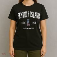 Fenwick Island Delaware De Vintage American Flag T-Shirt thumb 4