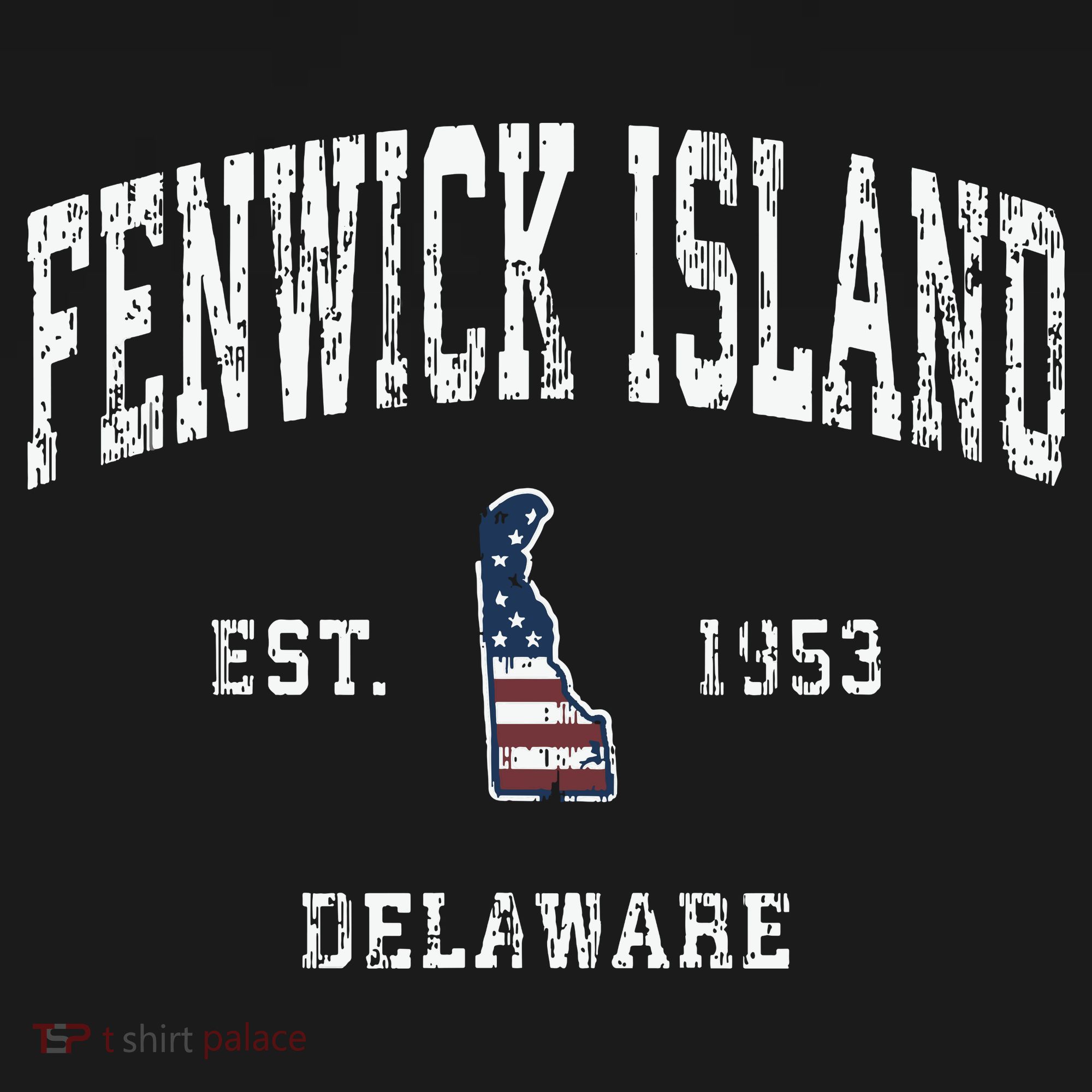 Fenwick Island Delaware De Vintage American Flag T-Shirt