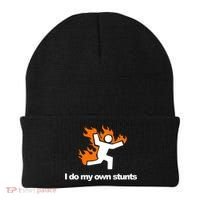 I do my own stunts funny figure on fire I do my own stunts Gift Beanie thumb 0