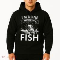 Funny I'm Done Working Time to Fish, cool trout bass fish Hoodie thumb 2