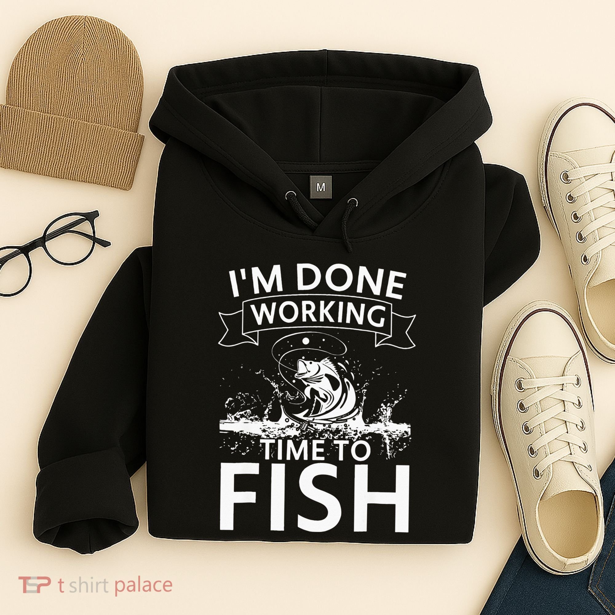 Funny I'm Done Working Time to Fish, cool trout bass fish Hoodie