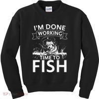 Funny I'm Done Working Time to Fish, cool trout bass fish Kids Sweatshirt thumb 0
