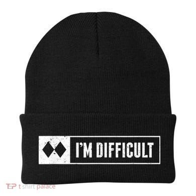 Funny I'm Difficult Snowboard Ski Mountain Sign Retro Beanie