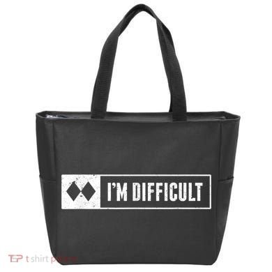 Funny I'm Difficult Snowboard Ski Mountain Sign Retro Tote Bag