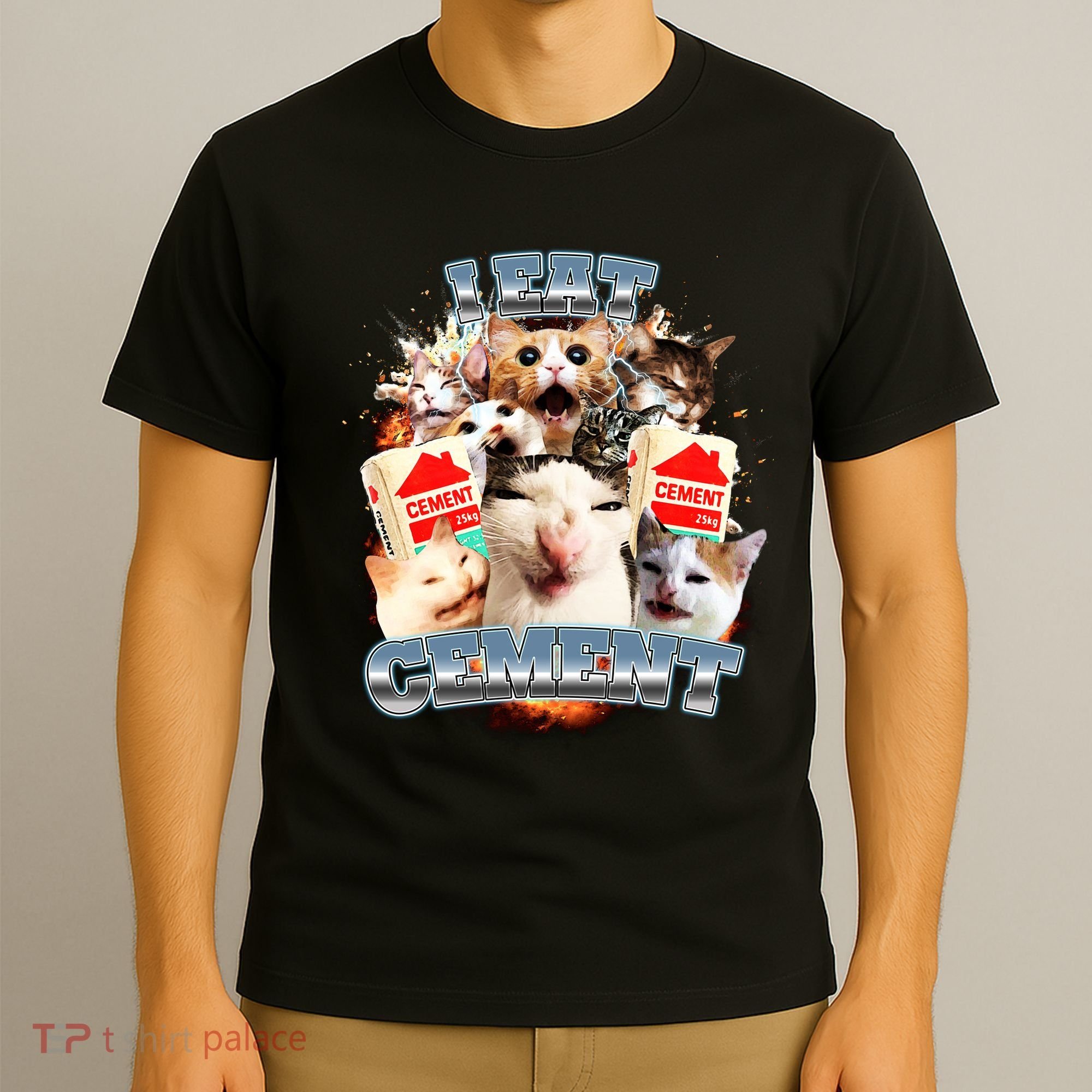 Funny I Eat Cement Cat Meme T-Shirt