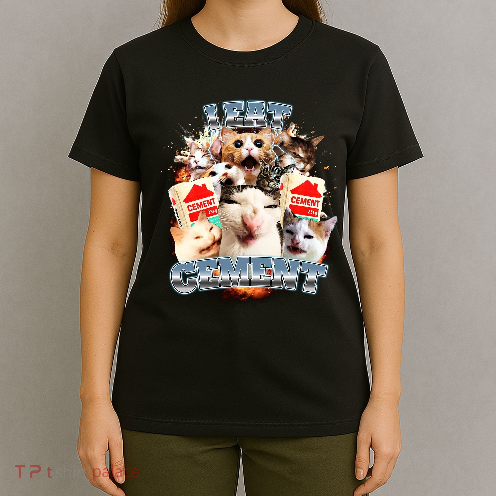 Funny I Eat Cement Cat Meme T-Shirt