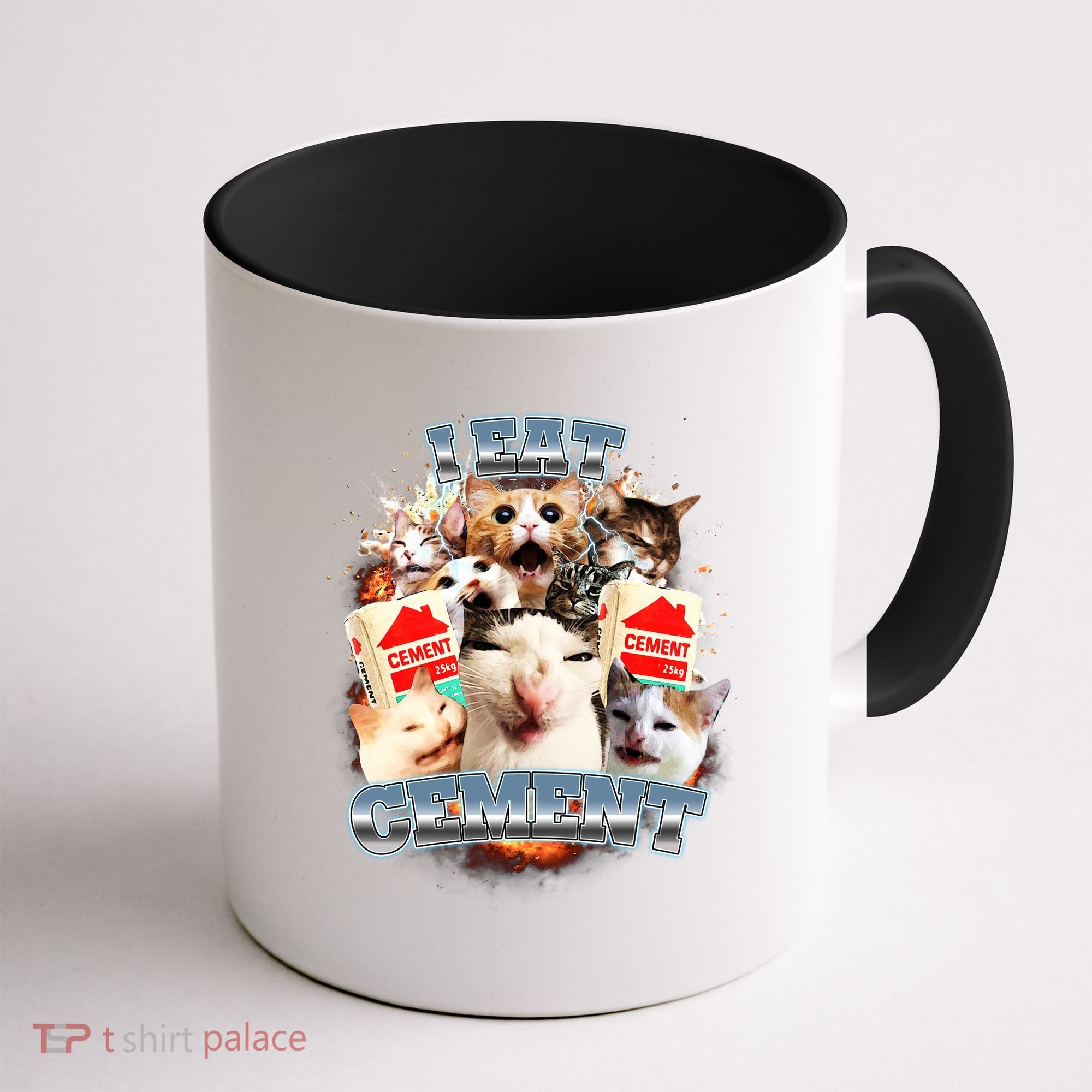 Funny I Eat Cement Cat Meme Coffee Mug