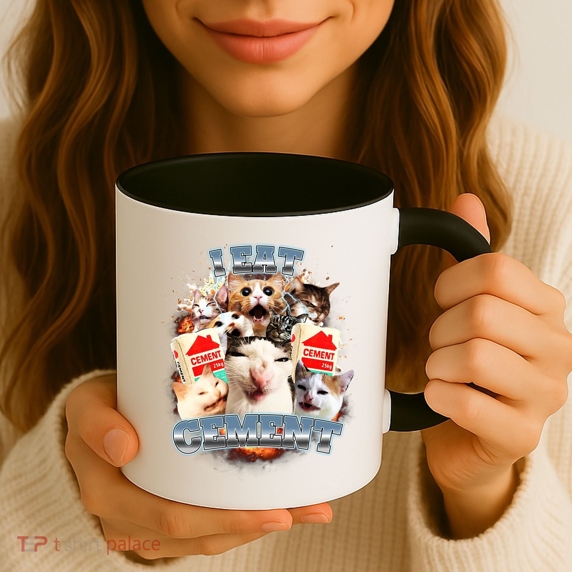 Funny I Eat Cement Cat Meme Coffee Mug