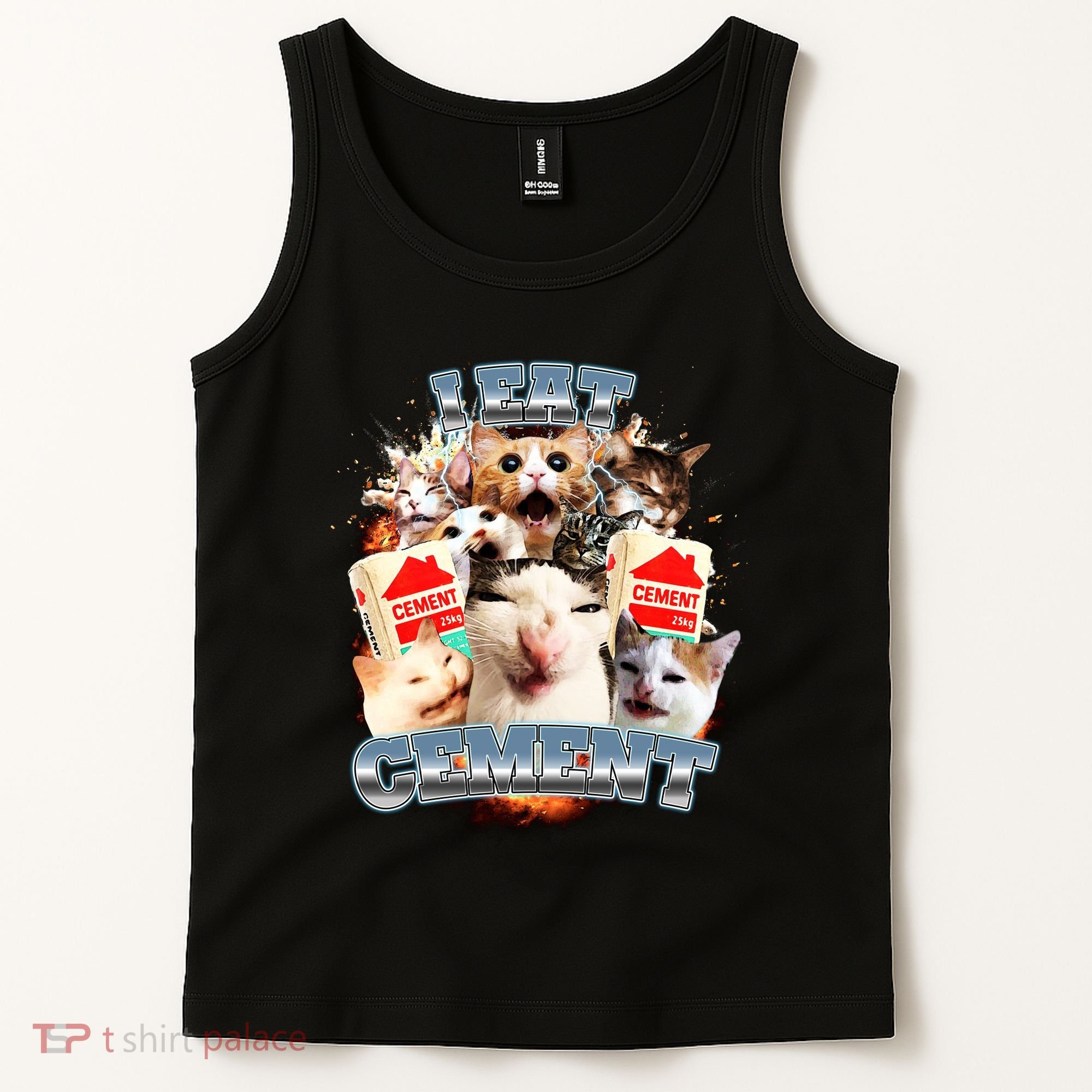 Funny I Eat Cement Cat Meme Tank Top