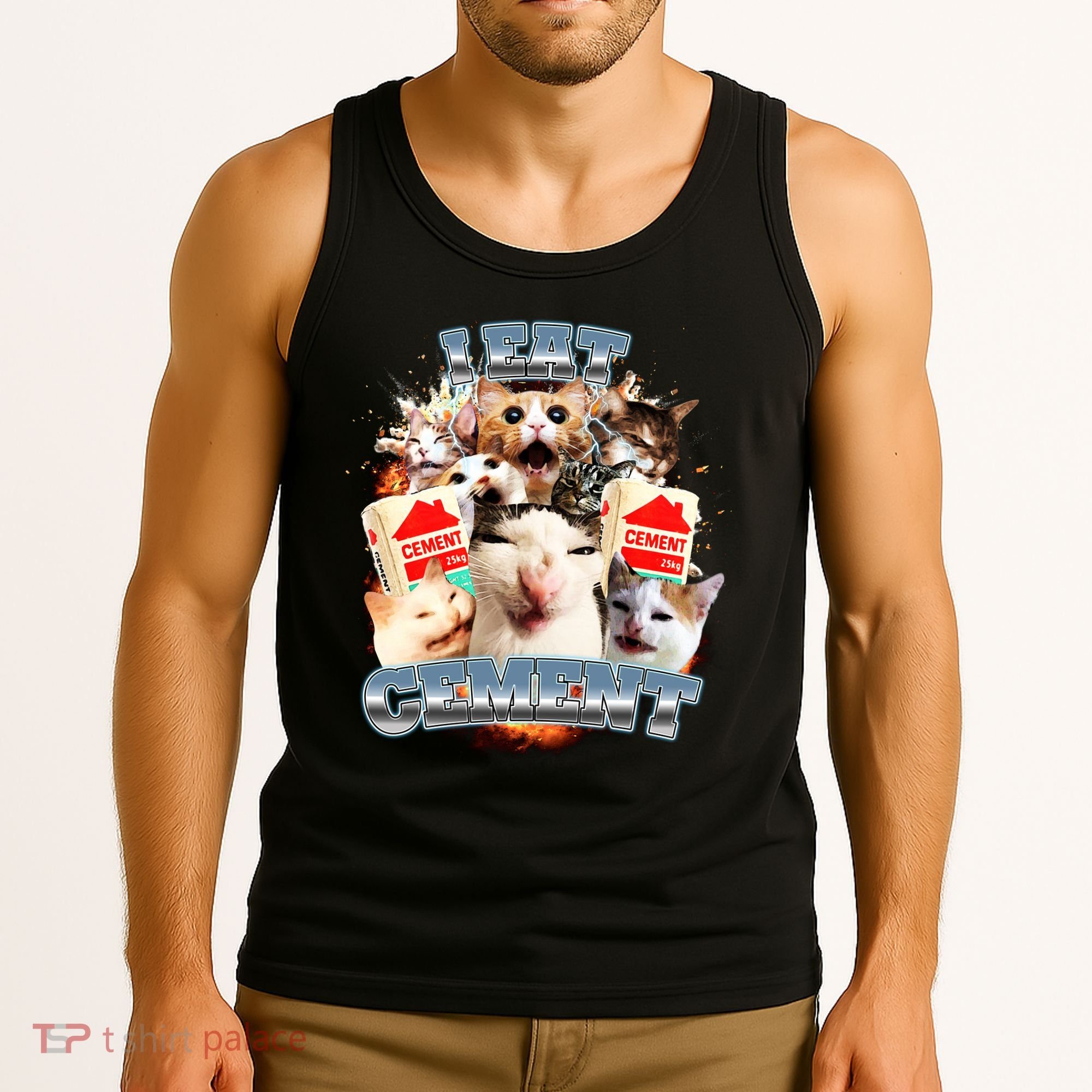 Funny I Eat Cement Cat Meme Tank Top
