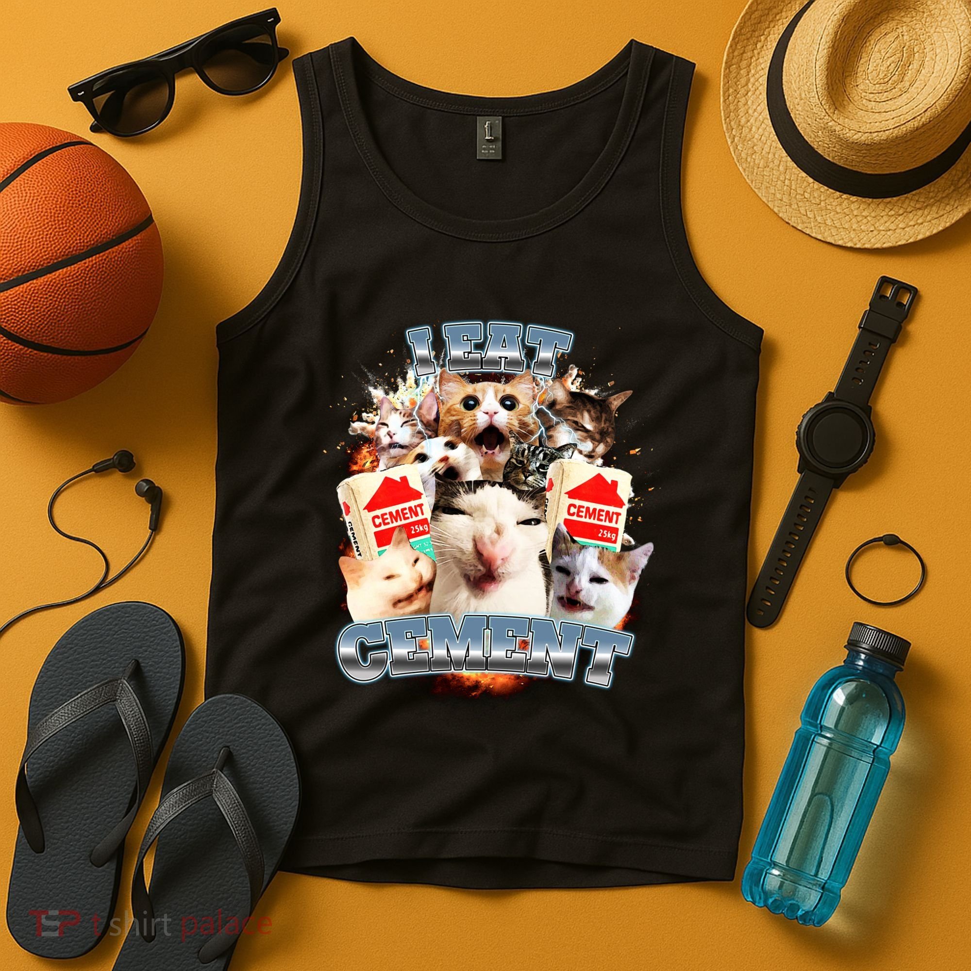 Funny I Eat Cement Cat Meme Tank Top
