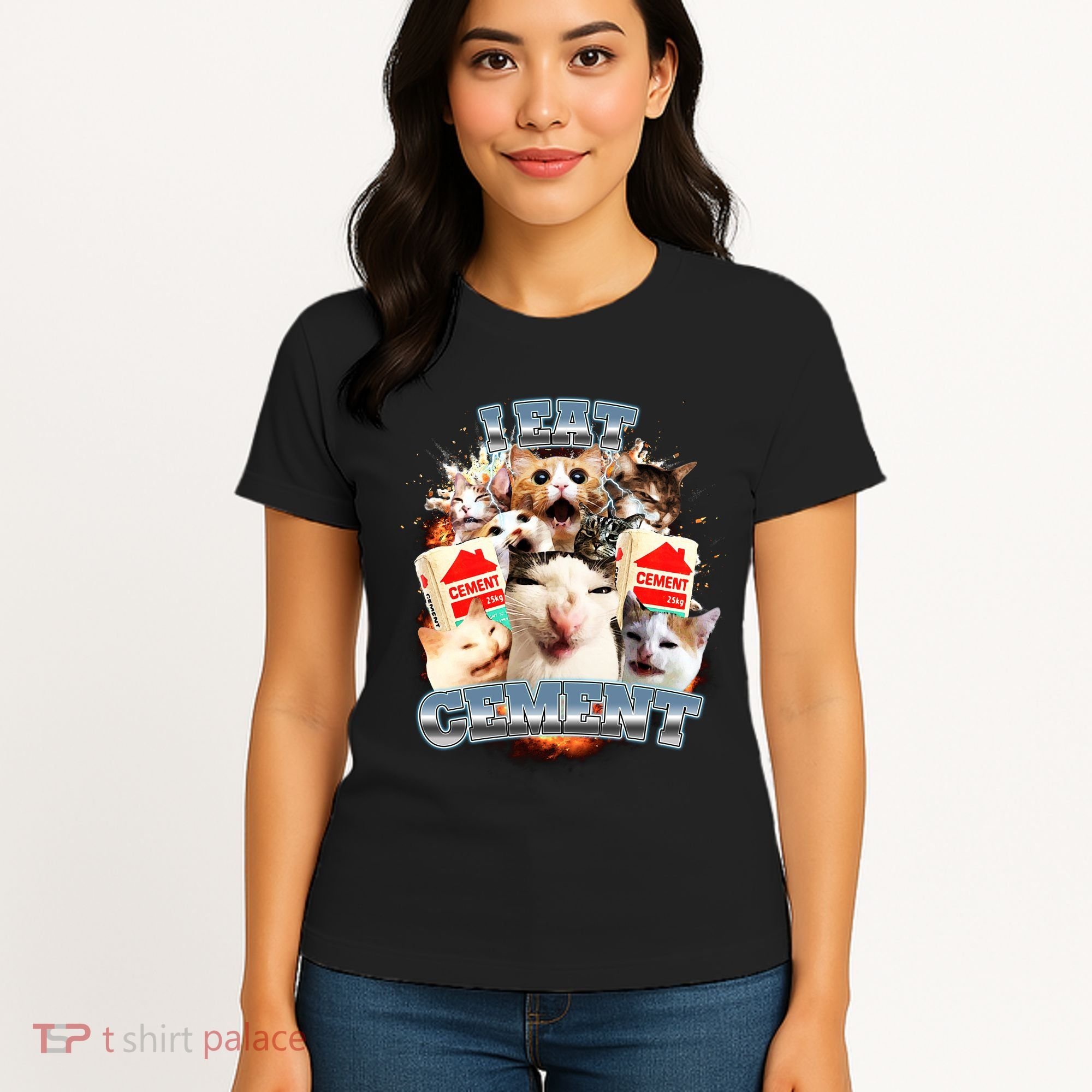 Funny I Eat Cement Cat Meme Women's T-Shirt