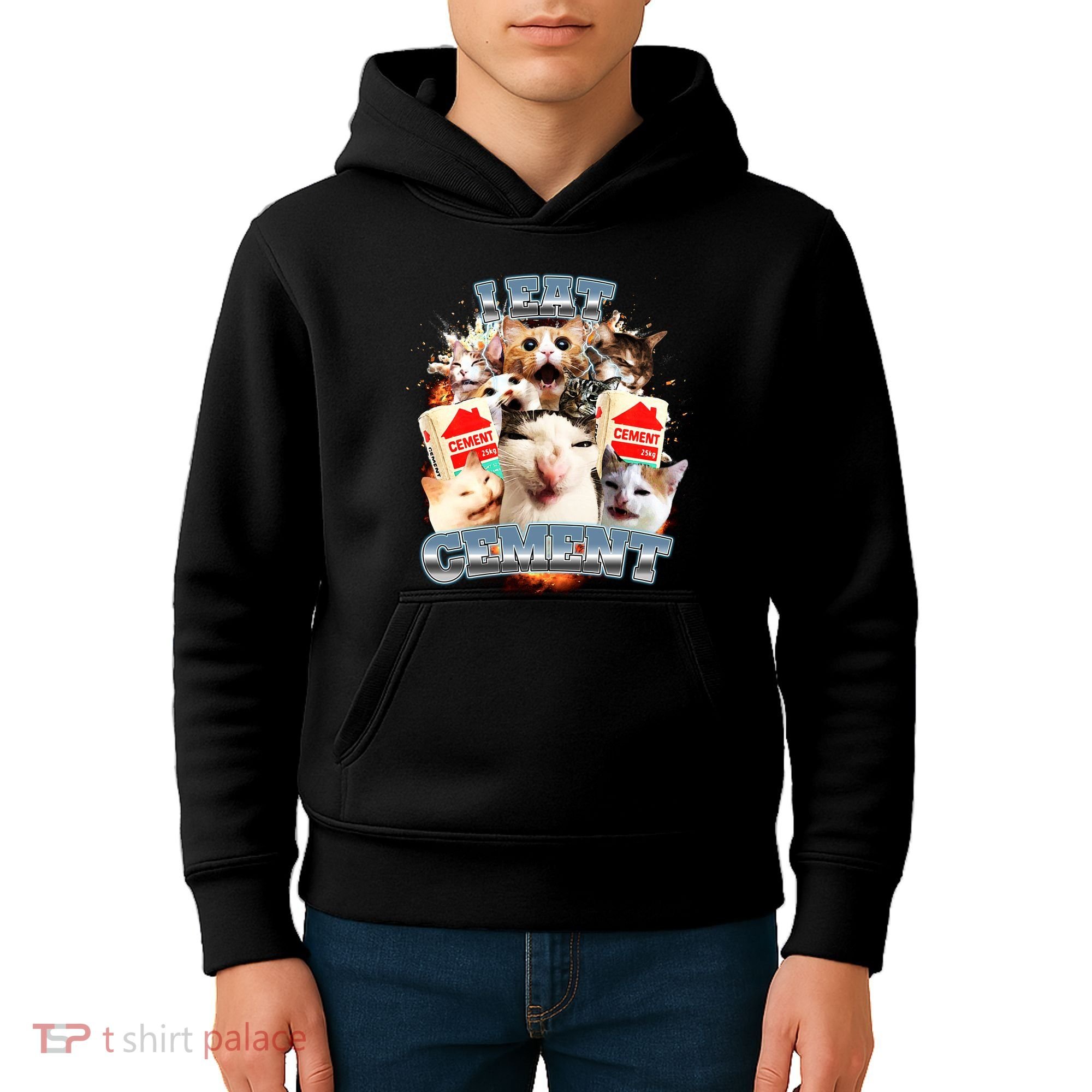 Funny I Eat Cement Cat Meme Kids Hoodie
