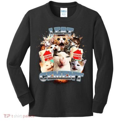 Funny I Eat Cement Cat Meme Kids Long Sleeve Shirt