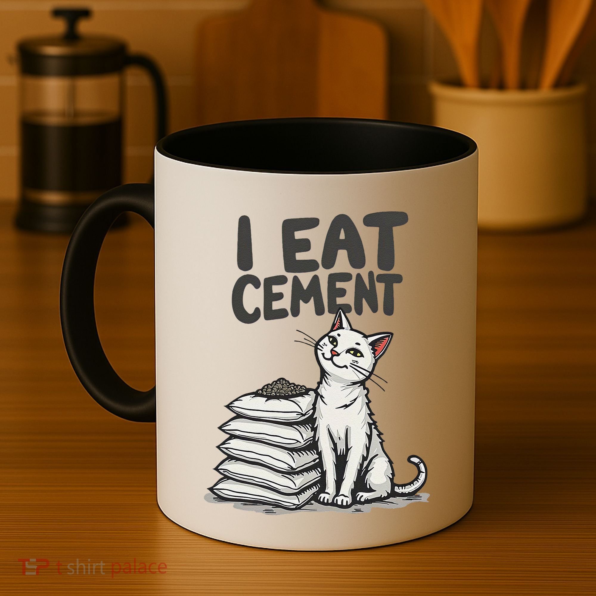 Funny I Eat Cement Meme Cat Coffee Mug