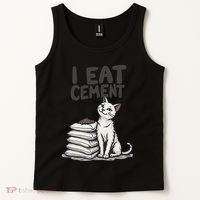 Funny I Eat Cement Meme Cat Tank Top thumb 2