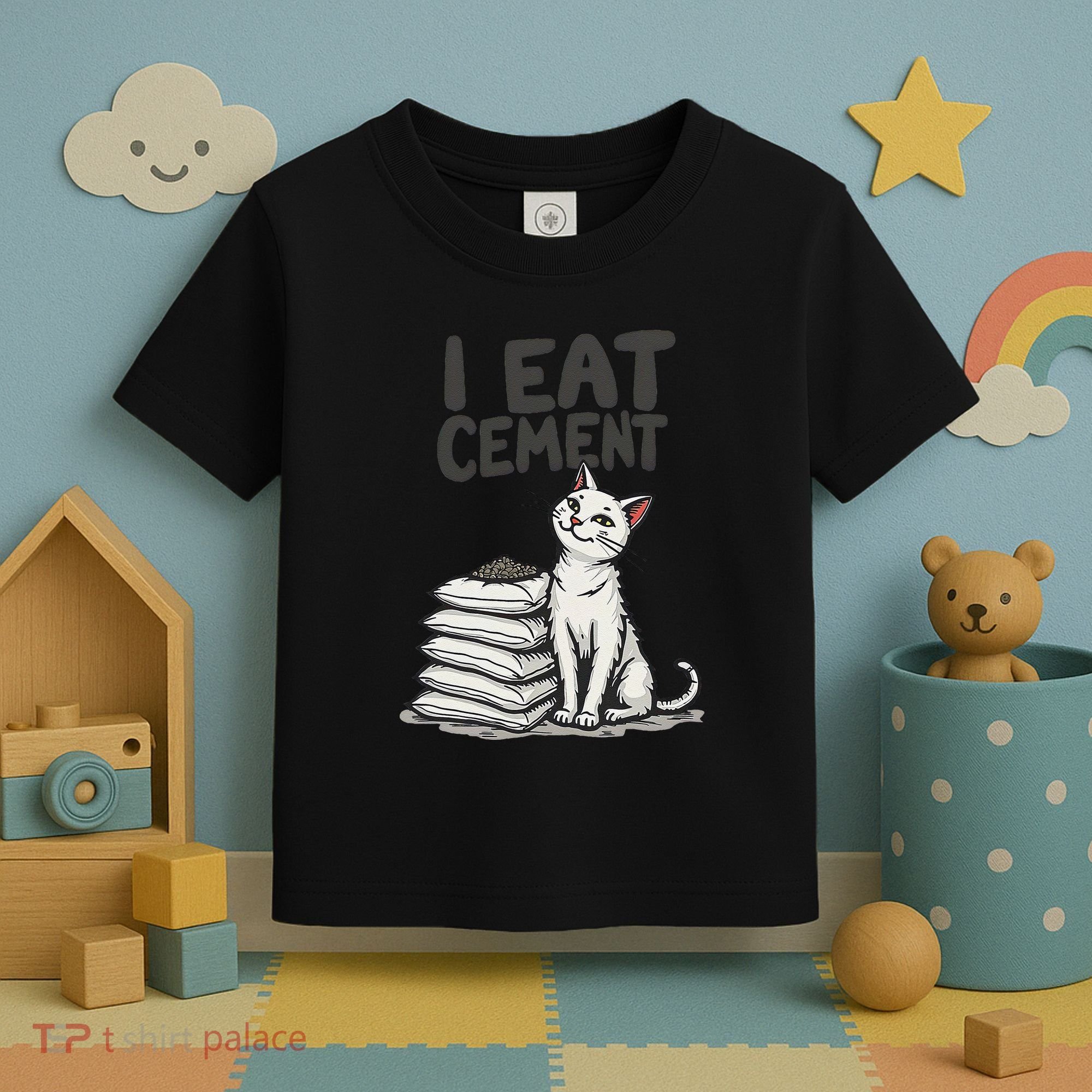 Funny I Eat Cement Meme Cat Toddler T-Shirt