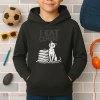 Funny I Eat Cement Meme Cat Kids Hoodie thumb 2