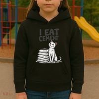 Funny I Eat Cement Meme Cat Kids Hoodie thumb 3