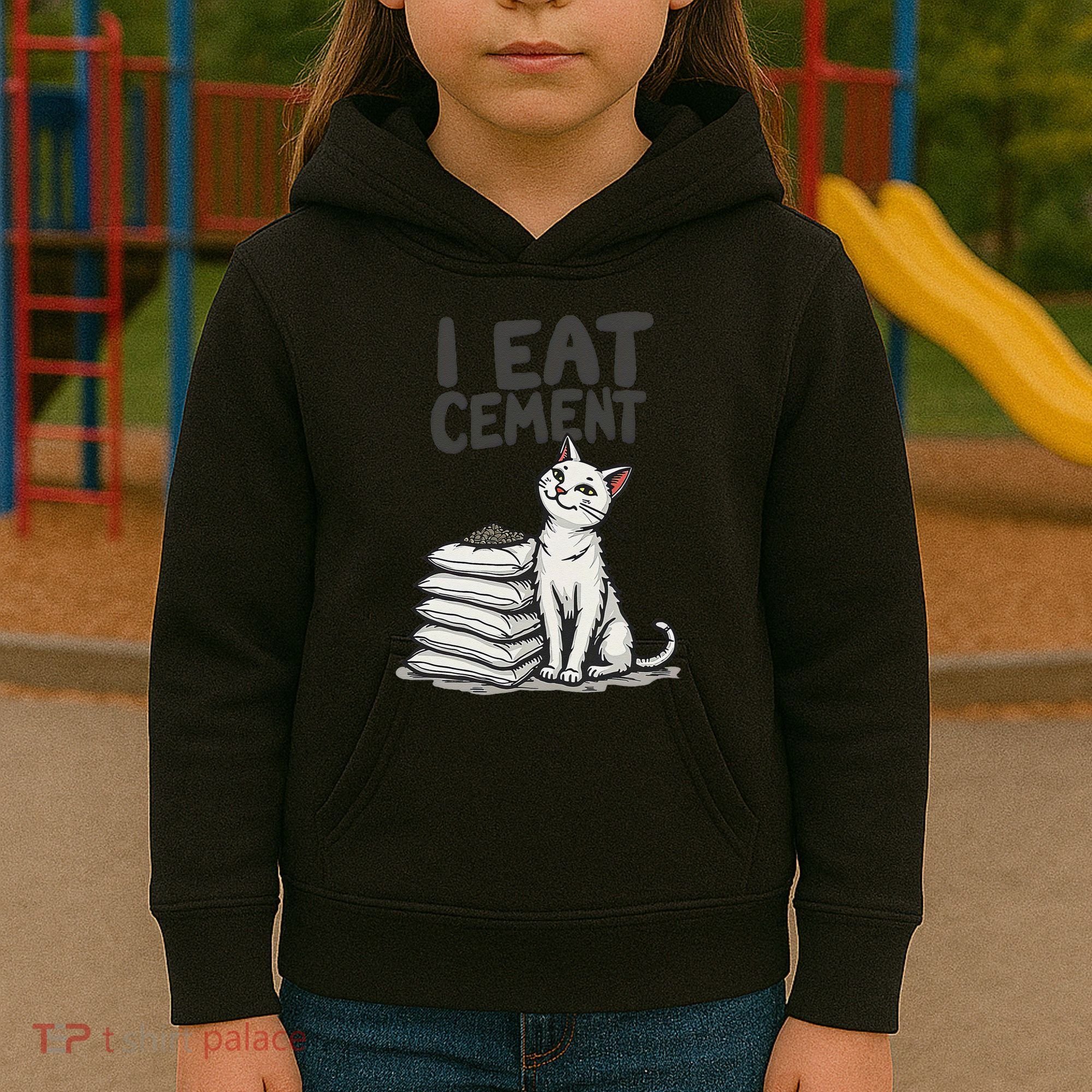 Funny I Eat Cement Meme Cat Kids Hoodie