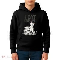 Funny I Eat Cement Meme Cat Kids Hoodie thumb 4