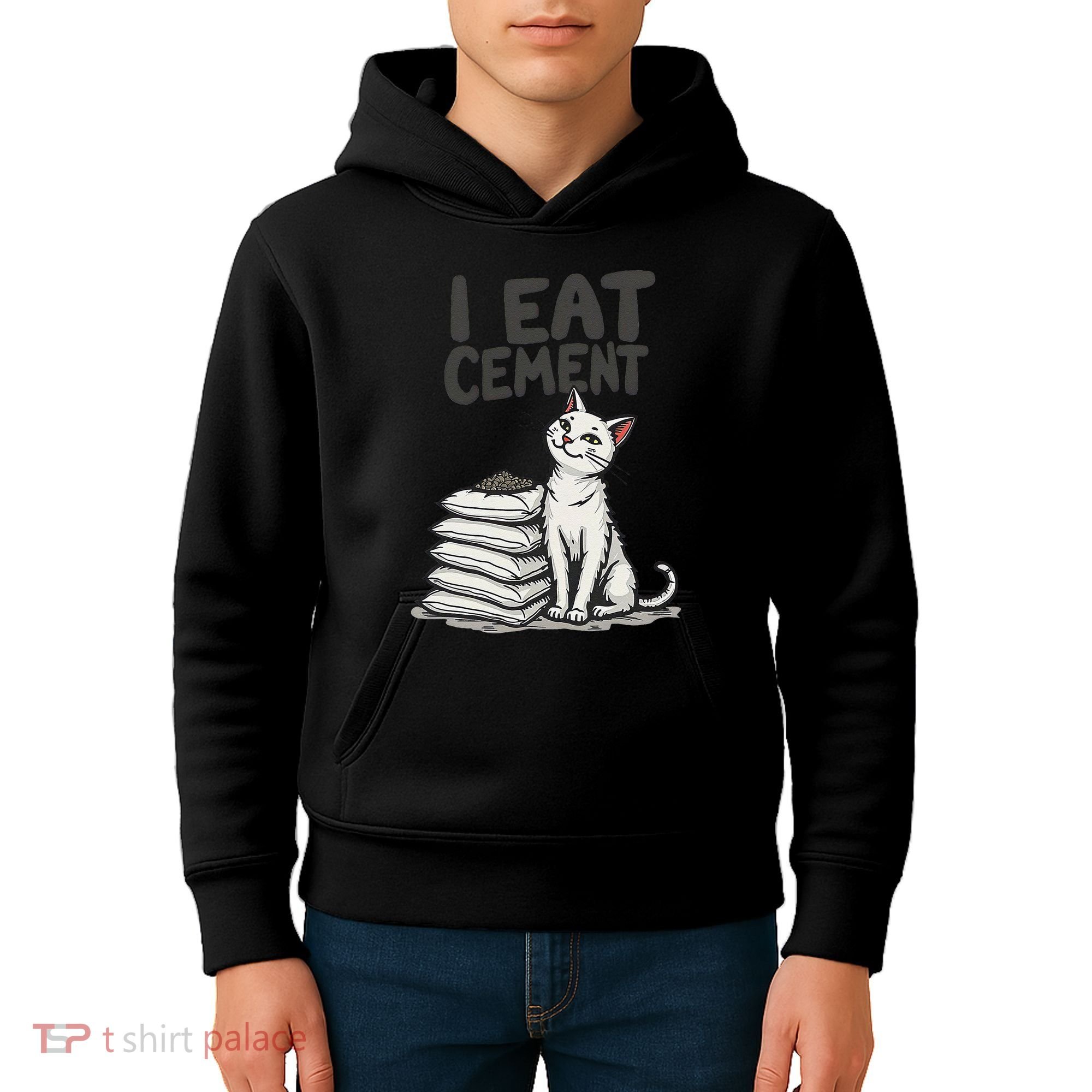 Funny I Eat Cement Meme Cat Kids Hoodie