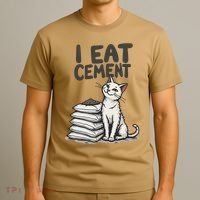 Funny I Eat Cement Meme Cat T-Shirt thumb 3