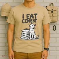 Funny I Eat Cement Meme Cat T-Shirt thumb 6