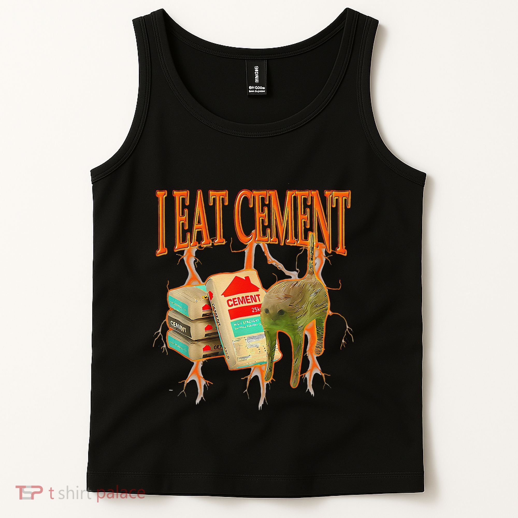 Funny I Eat Cement Cursed Cat Oddly Specific Dank Meme Tank Top