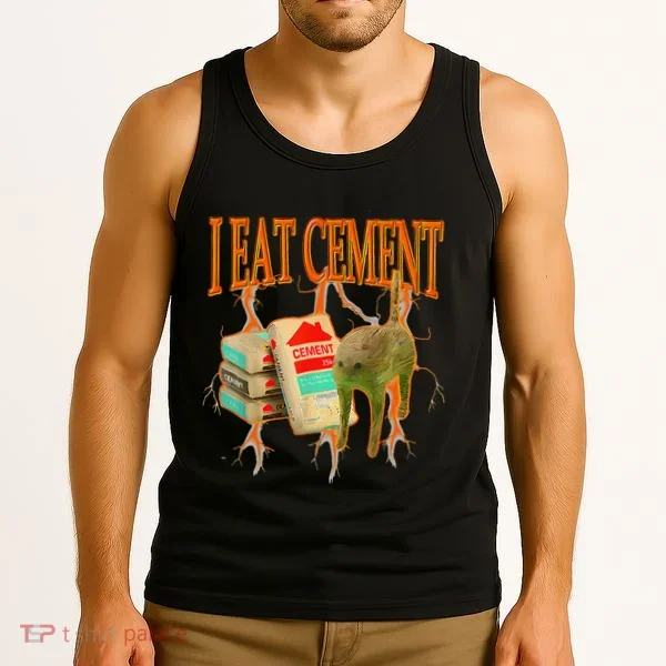 Funny I Eat Cement Cursed Cat Oddly Specific Dank Meme Tank Top